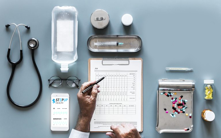 Clinician reviewing health data