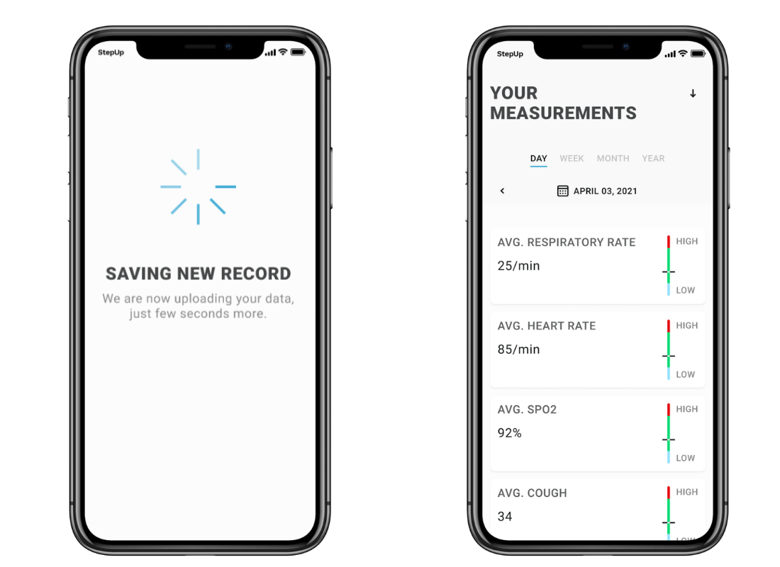 StepUp Health application session view